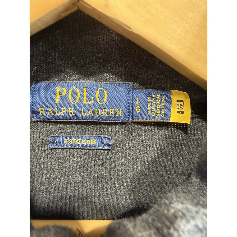 Polo Ralph Lauren Mens Estate Rib Quarter Zip Pullover Sweater Large Gray‎ - Picture 3 of 7